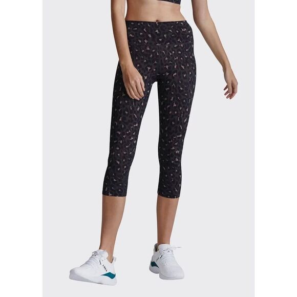 VARLEY Montero Leopard-Print Cropped Athletic Leggings size M Gray - Picture 1 of 7